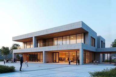 Architectural rendering of a design-build construction project