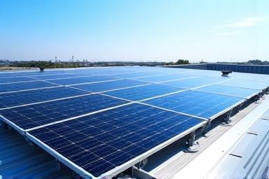 Solar panels installed on a commercial building roof