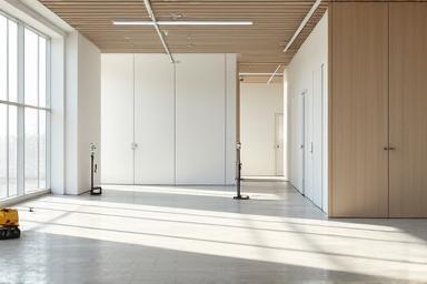Modern office interior during tenant improvement construction